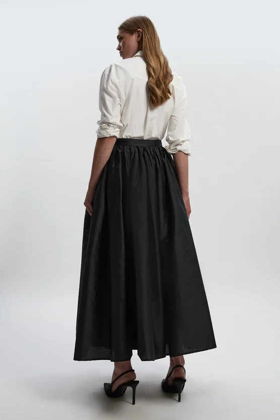 Taffeta Woven Maxi Skirt | Karen Millen UK + IE + DE + NL