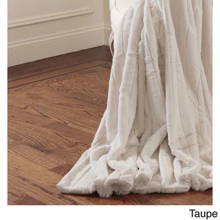 Aurora Home Luxe Mink Faux Fur Throw Blanket and Throw Pillow Cover Set (Taupe Set 60") | Bed Bath & Beyond