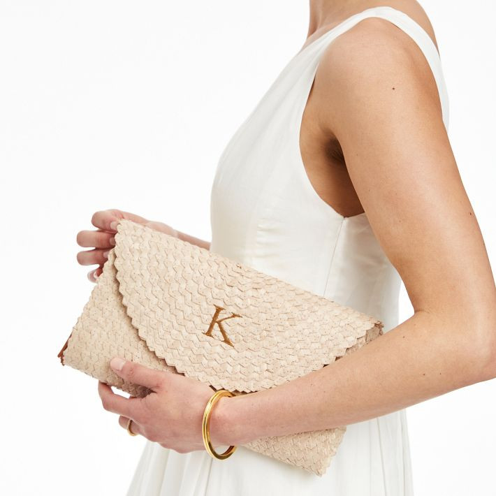 Palm Leaf Scalloped Clutch | Mark and Graham