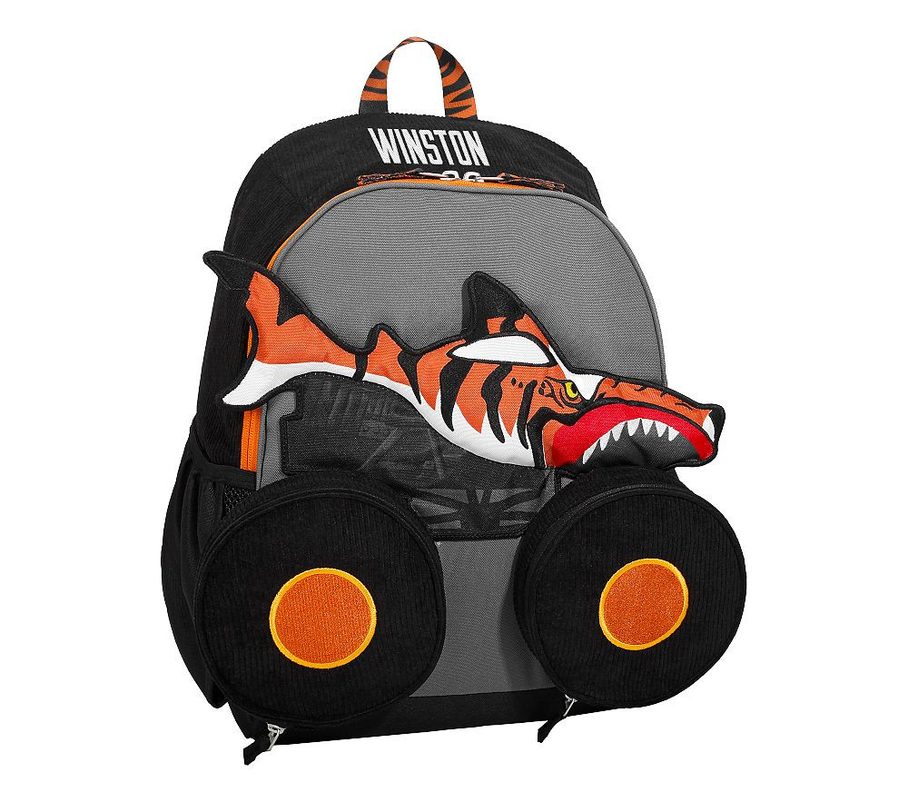 Mackenzie Hot Wheels™ Monster Trucks™ Tiger Shark Critter Backpacks | Pottery Barn Kids