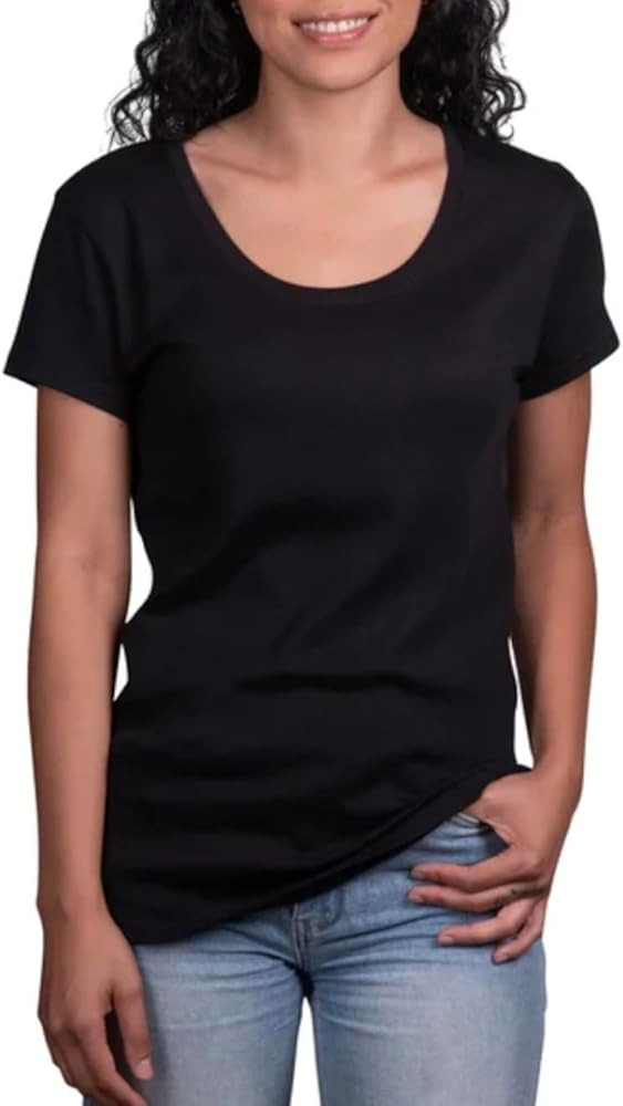 KIRKLAND Signature Women's Scoop Neck Short Sleeve Pima Cotton Tee | Amazon (US)