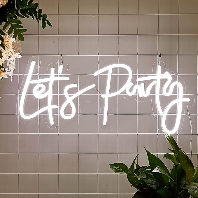 COLYSOR Let's Party Neon Sign for All Party Decoration, Neon Signs Lets Party with Dimmable Switc... | Amazon (US)