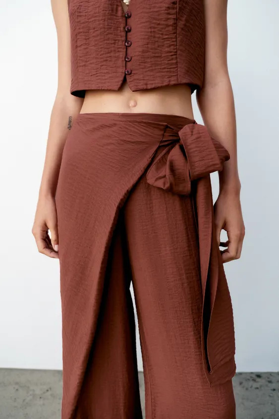 WRAP-STYLE TROUSERS WITH BOW | Zara UK