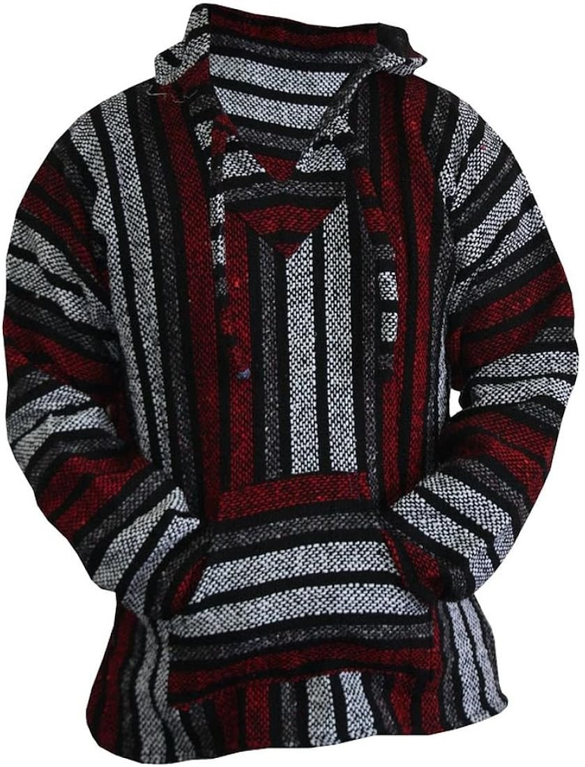 Del Mex Mexican Baja Hoodie Hippie Surf Poncho Sweater Sweatshirt Pullover Jerga | Amazon (US)