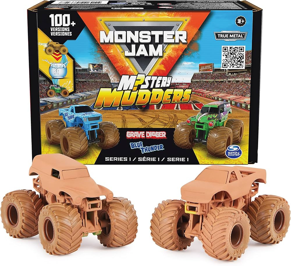 Monster Jam, Mystery Mudders 2-Pack Monster Trucks, Official 1:64 Grave Digger and Blue Thunder D... | Amazon (US)