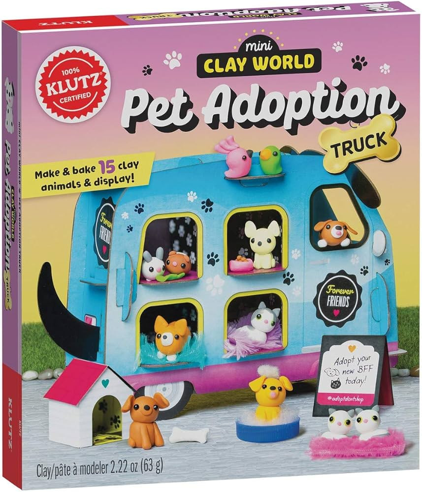 Klutz Mini Clay World Pet Adoption Truck Craft Kit for 8-12 years includes 8 punch-out sheets, 7 ... | Amazon (US)