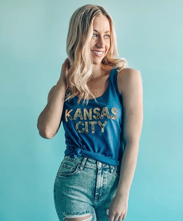 Blue Kansas City Sequin Tank | localE