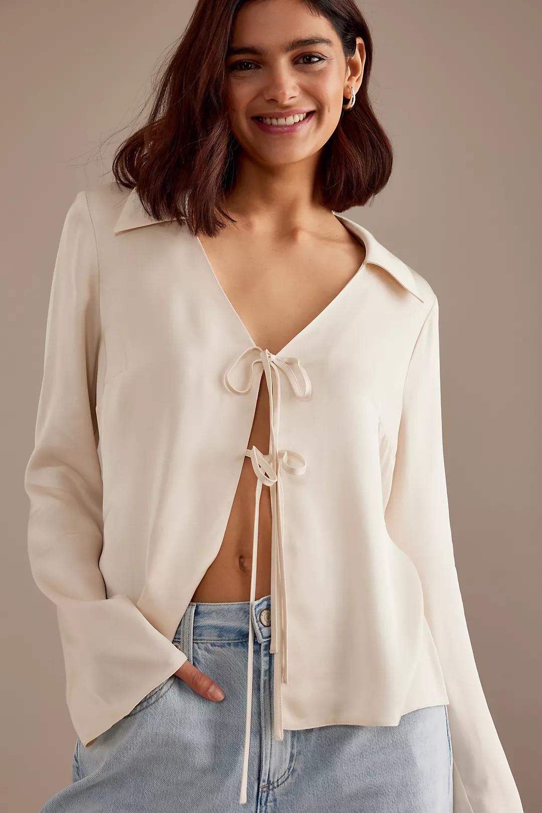 Satin Tie-Front Blouse | Anthropologie (EU)