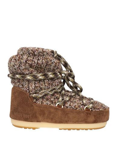 Moon Boot Woman Ankle boots Khaki Size 4.5-5.5 Leather, Textile fibers | YOOX (US)