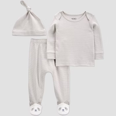 Carter's Just One You® Baby Boys' 3pc Long Sleeve Panta Feet Top & Bottom Set - Ivory | Target