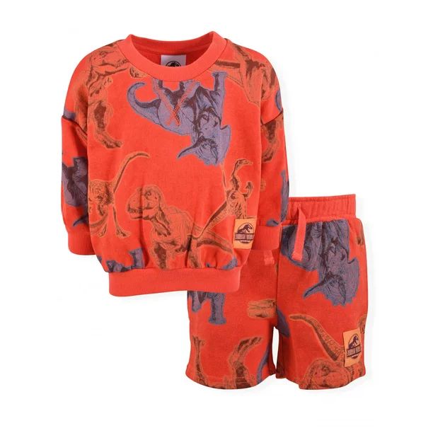 Jurassic World Baby and Toddler Boy French Terry Sweatshirt and Shorts Outfit Set, 2-Piece, Sizes... | Walmart (US)