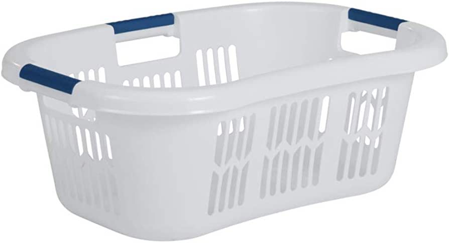 Rubbermaid Large Hip-Hugger Laundry Basket/Hamper, 1.5-Bushel, White, Stackable Storage Bin/Organ... | Amazon (US)