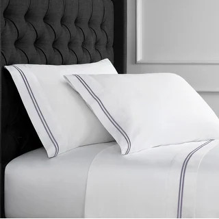 Home Sweet Home Collection 600 Thread Count Cotton 2 Stripe Embroidery Bed Sheet Set - Bed Bath &... | Bed Bath & Beyond
