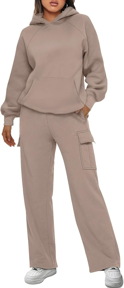 AUTOMET Womens 2 Piece Outfits Sweatsuits Sets Long Sleeve Sweatshirts with Cargo Sweatpants | Amazon (US)