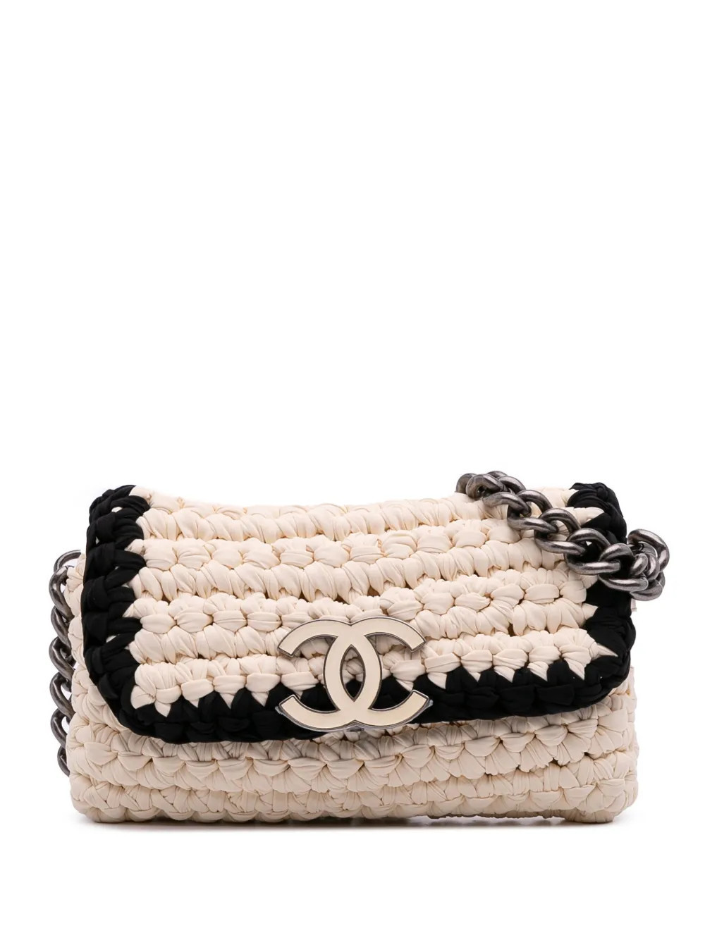 CHANEL Pre-Owned 2014 Neoprene Fancy Crochet Flap shoulder bag - White | Farfetch Global