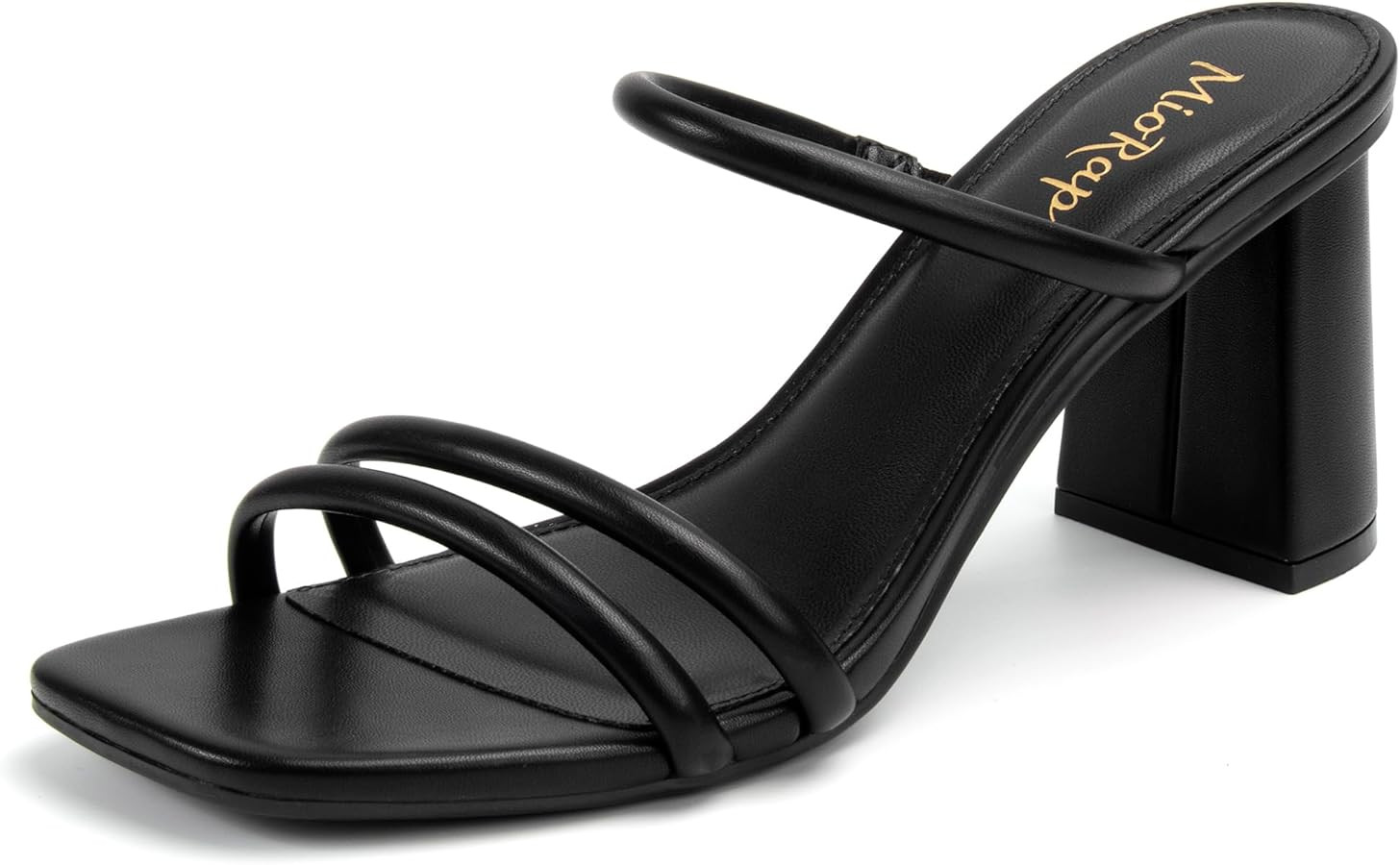 Square Open Toe Heels for Women Strappy Chunky Block Heeled Wedding Comfort Dressy Slides Sandals | Amazon (US)