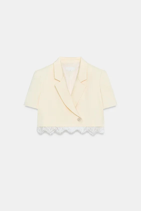 LACE TRIM CROPPED BLAZER | Zara US