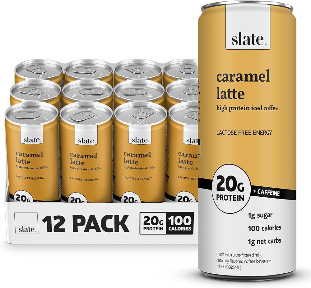 Slate Milk - High Protein Iced Coffee - Caramel Latte - 175mg Caffeine, Lactose Free Energy - 20g... | Amazon (US)