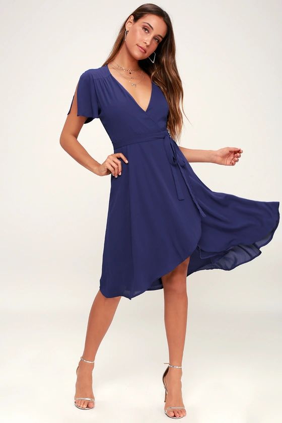 Rise to the Occasion Royal Blue Midi Wrap Dress | Lulus (US)