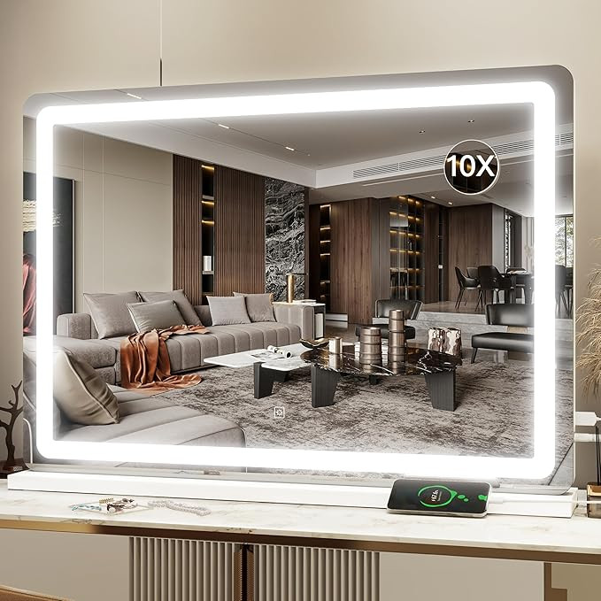 HNV Vanity Mirror with Lights 31"x21" Large Lighted Makeup Mirror, 3-Color Dimmable LED, Touch Sc... | Amazon (US)