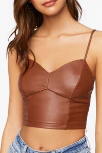 Faux Leather Sweetheart Cropped Cami | Forever 21 (US)