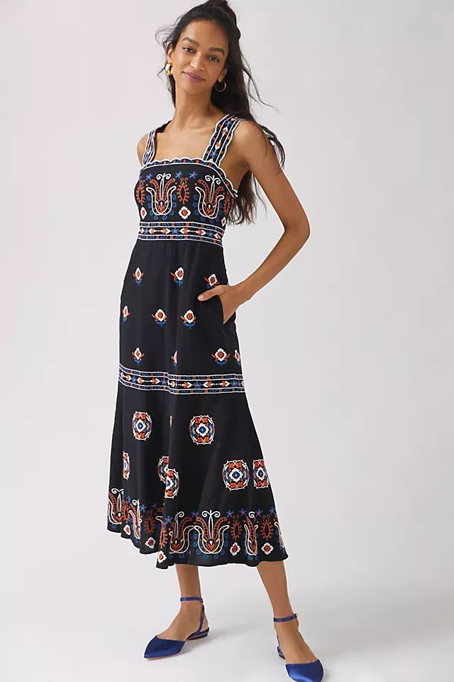 Embroidered Midi Dress | Anthropologie (UK)