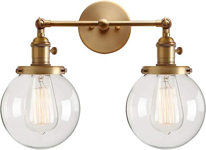 PERMO Double Sconce Vintage Industrial Antique 2-Lights Wall Sconces with Dual Mini 5.9" Round Cl... | Amazon (US)