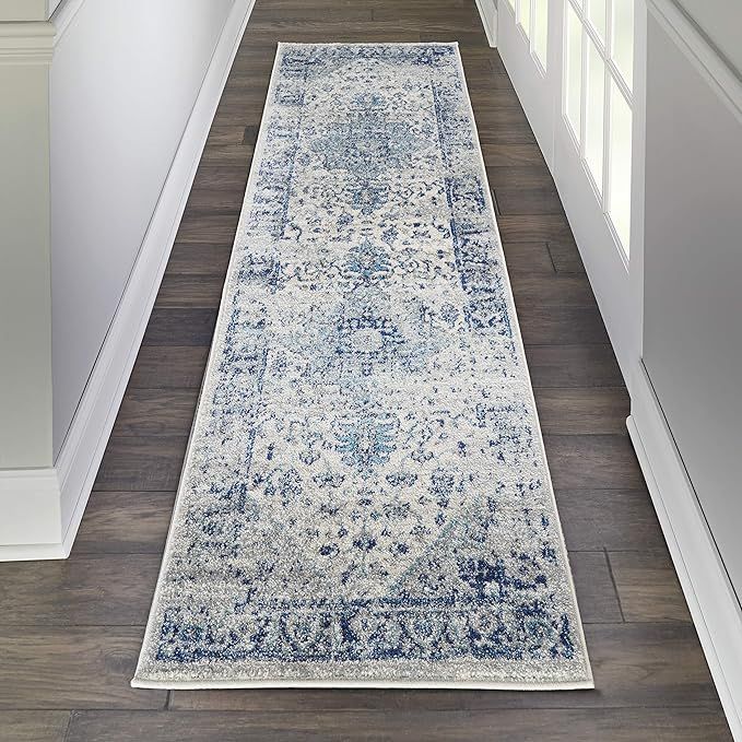 Nourison TRA06 Tranquil Persian Vintage Ivory/Light Blue Area Rug Runner 2'3" X 7'3", 2' x 7 | Amazon (US)