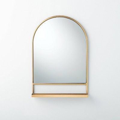 Arched Metal Frame Mirror with Shelf Brass Finish - Hearth & Hand™ with Magnolia | Target