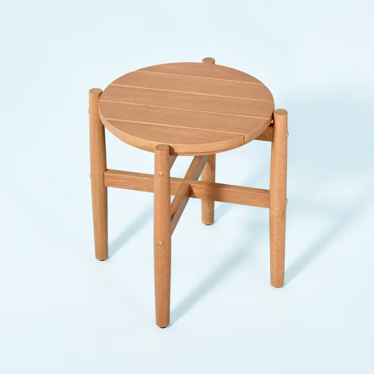 Slat Wood Outdoor Round Accent Table - Natural - Hearth & Hand™ with Magnolia | Target