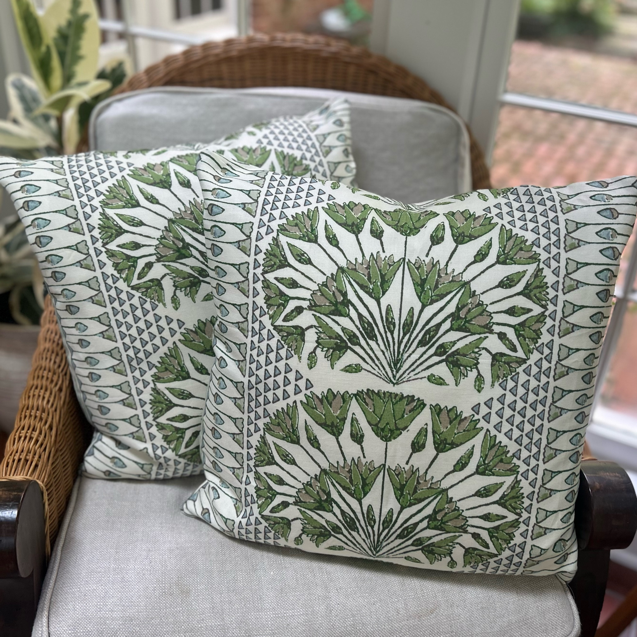 The perfect green throw pillows for couch. Covers have zipper enclosure - fabric is designer and available in multiple sizes. 

#LTKSeasonal #LTKHome