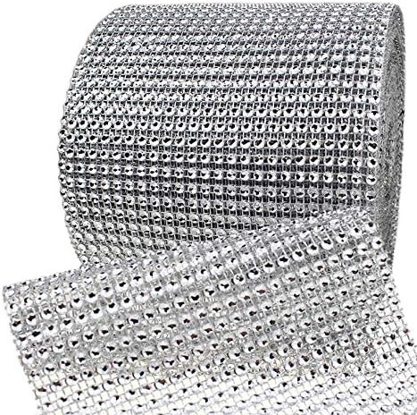 Bling Rhinestone Diamond Mesh Ribbon Wrap,Storystore Silver Acrylic Bling Diamond Wrap Ribbon for... | Amazon (US)