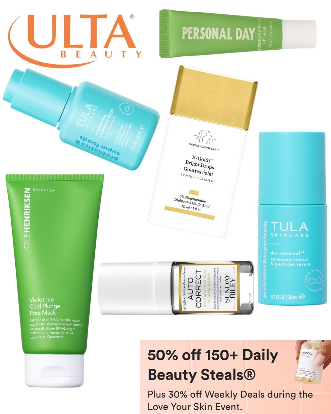 Cult favorite skincare brands on sale today at Ulta’s Love Your Skin Event 💖

#Skincare #Ulta #Skin #LoveYourSkinEvent #UltaBeauty #DrunkElephant #SundayRiley #Tula #Olehenriksen #PersonalDay #Selfcare #LeahGlows

#LTKSaleAlert #LTKBeauty #LTKFindsUnder50