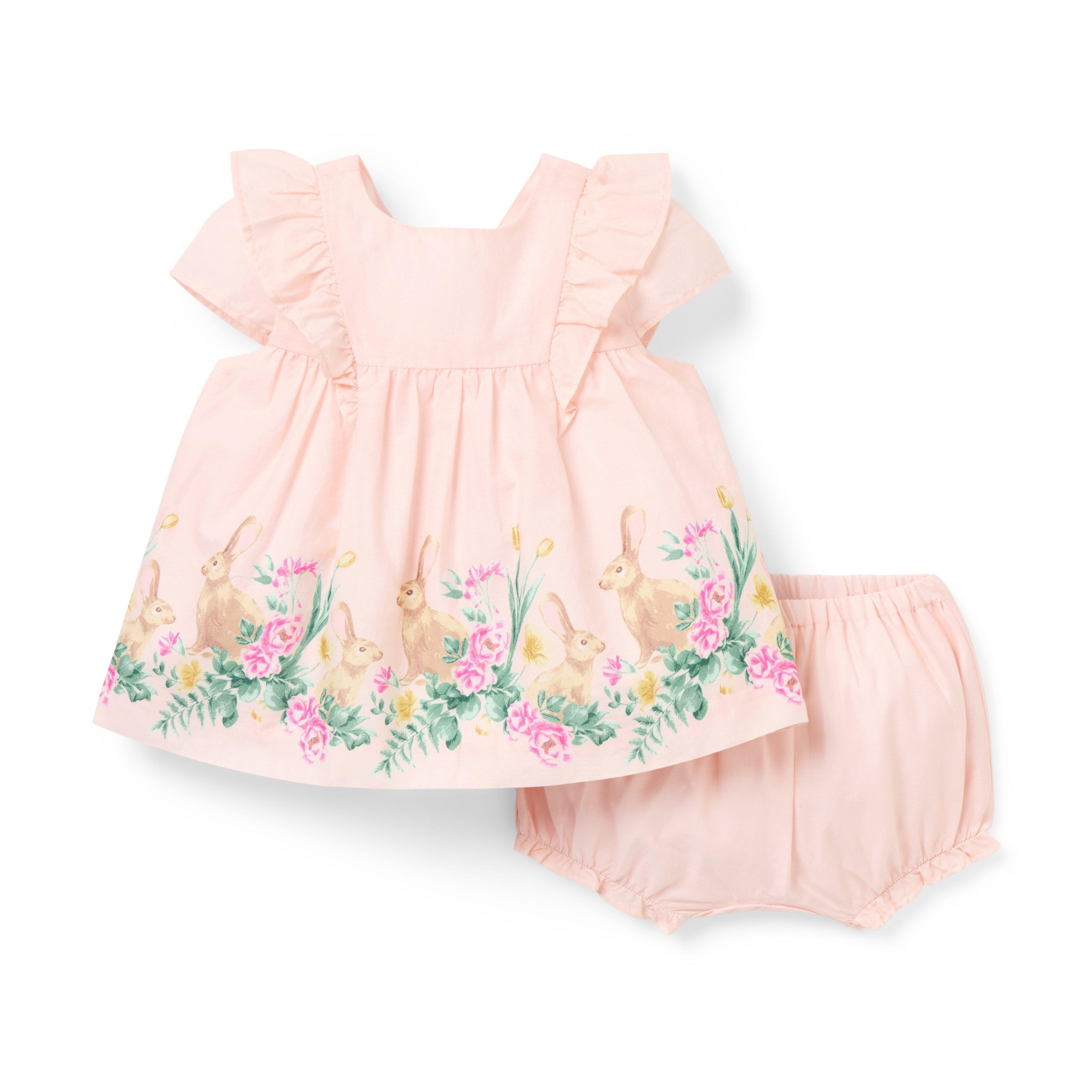 Janie and Jack | The Bunny Border Matching Baby Set - Pink / 18-24m | Janie and Jack