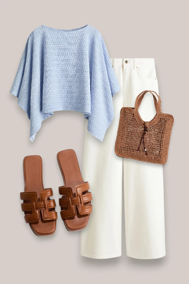 White jeans outfit with pastel blue sweater 

 #LTKsummer #LTKjeans #LTKover50style