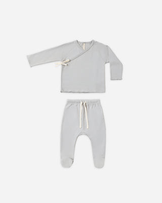 Wrap Top + Footed Pant Set Cloud | Rylee + Cru