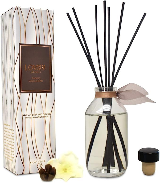 LOVSPA Smoked Vanilla Bean Reed Diffuser Set - Scented Stick Room Freshener Warm, Sultry Blend of... | Amazon (US)