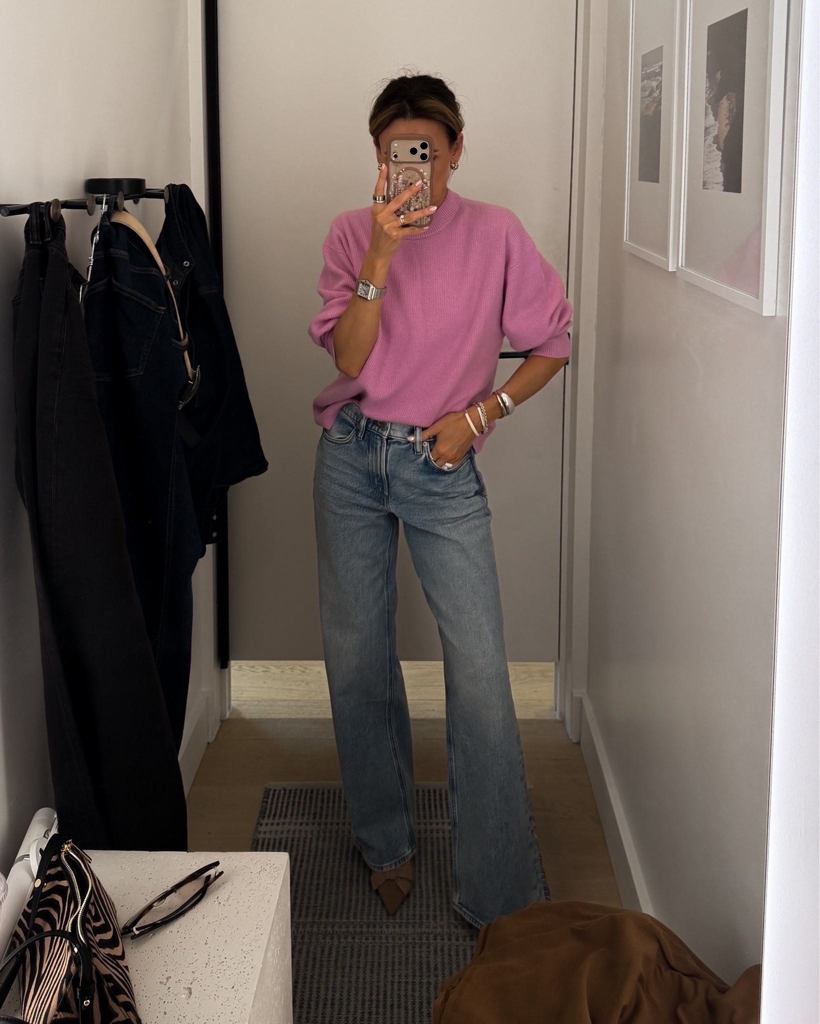 New pieces I’m loving lately! Brand new jeans at vuori, I got two of the wide leg ones, fits tts. I already own the cashmere in cream and couldn’t resist this shade of pink xs