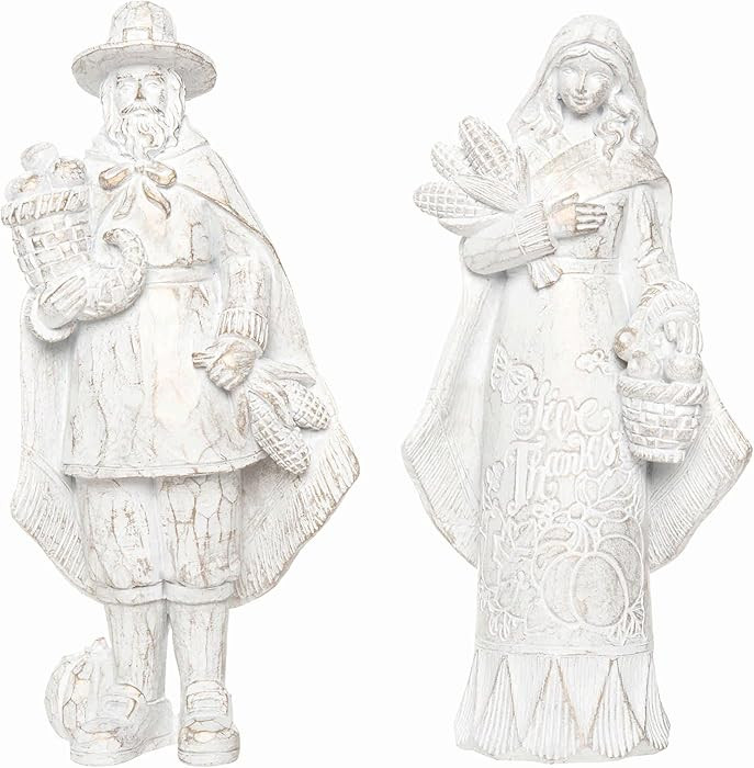 C&F Home Champagne & White Pilgrim Couple Figurines Assortment of 2 A/2 White | Amazon (US)