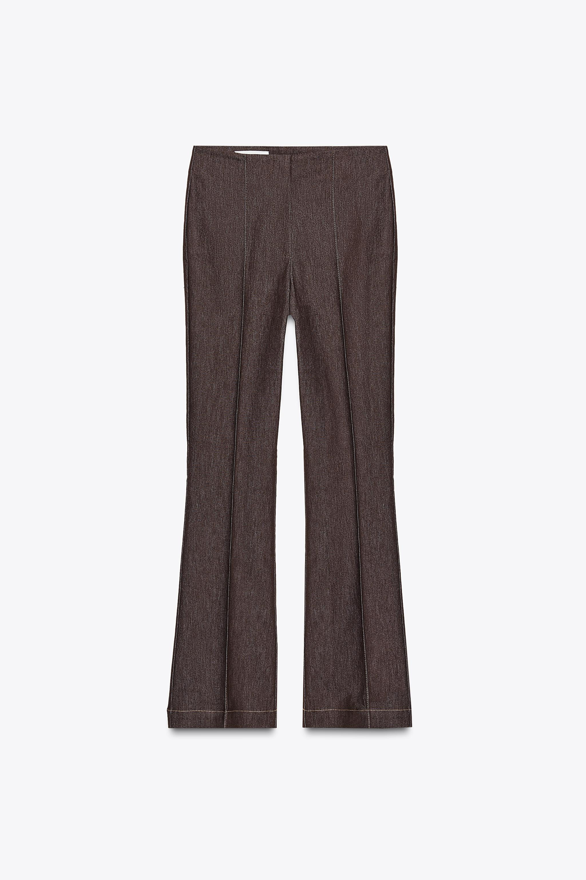 CONTRAST STITCH SEAM FLARE PANTS | Zara US