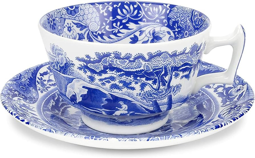 Spode Blue Italian Teacup and Saucer | 20-Ounce Capacity | Jumbo Tea Set | Coffee Mug | Cup for T... | Amazon (US)