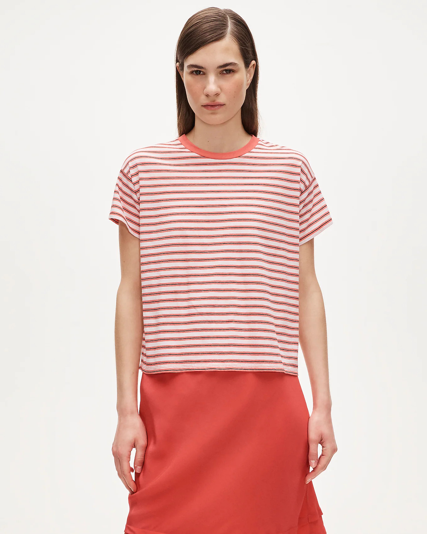 Feather jersey cropped T-shirt in stripe | J. Crew US