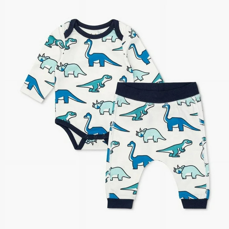 M+A by Monica + Andy Organic Cotton Gender Neutral First Moves Bodysuit + Groove Pant Set, Sizes ... | Walmart (US)