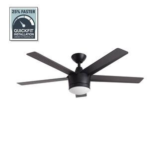 Merwry 48 in. Integrated LED Indoor Matte Black Ceiling Fan with Light Kit and Remote Control | The Home Depot