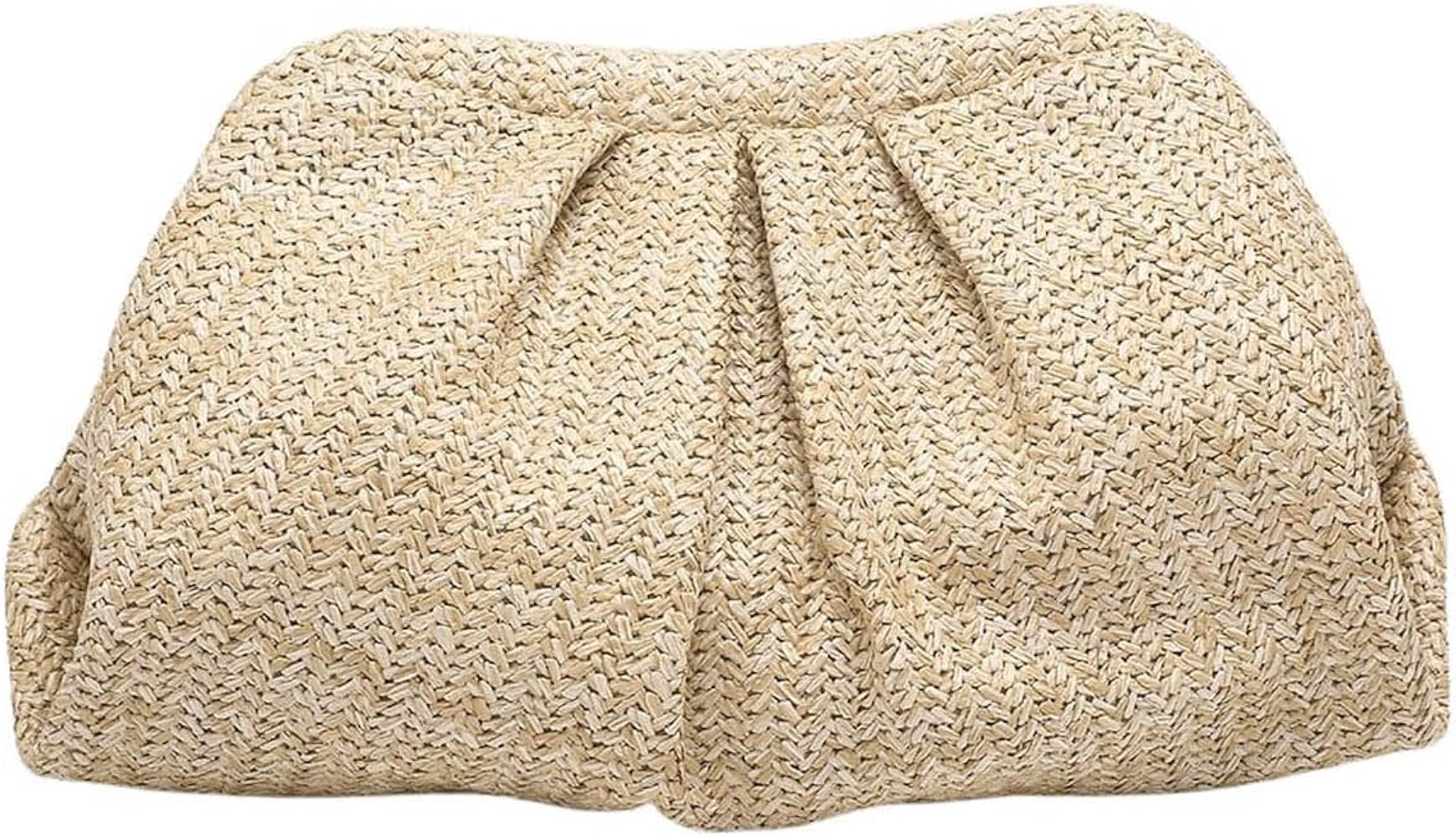 Verdusa Women's Straw Woven Clutch Handbags Ruched Cloud Purse | Amazon (US)