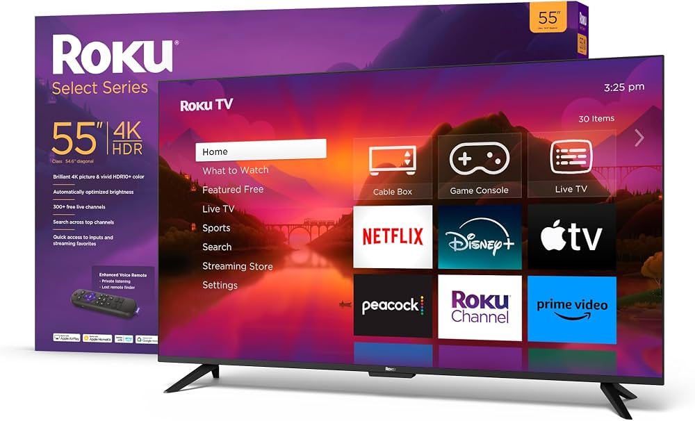 Roku 55-Inch Smart TV - 4K Select Series HDR RokuTV Enhanced Voice Remote, Brilliant 4K Picture, ... | Amazon (US)