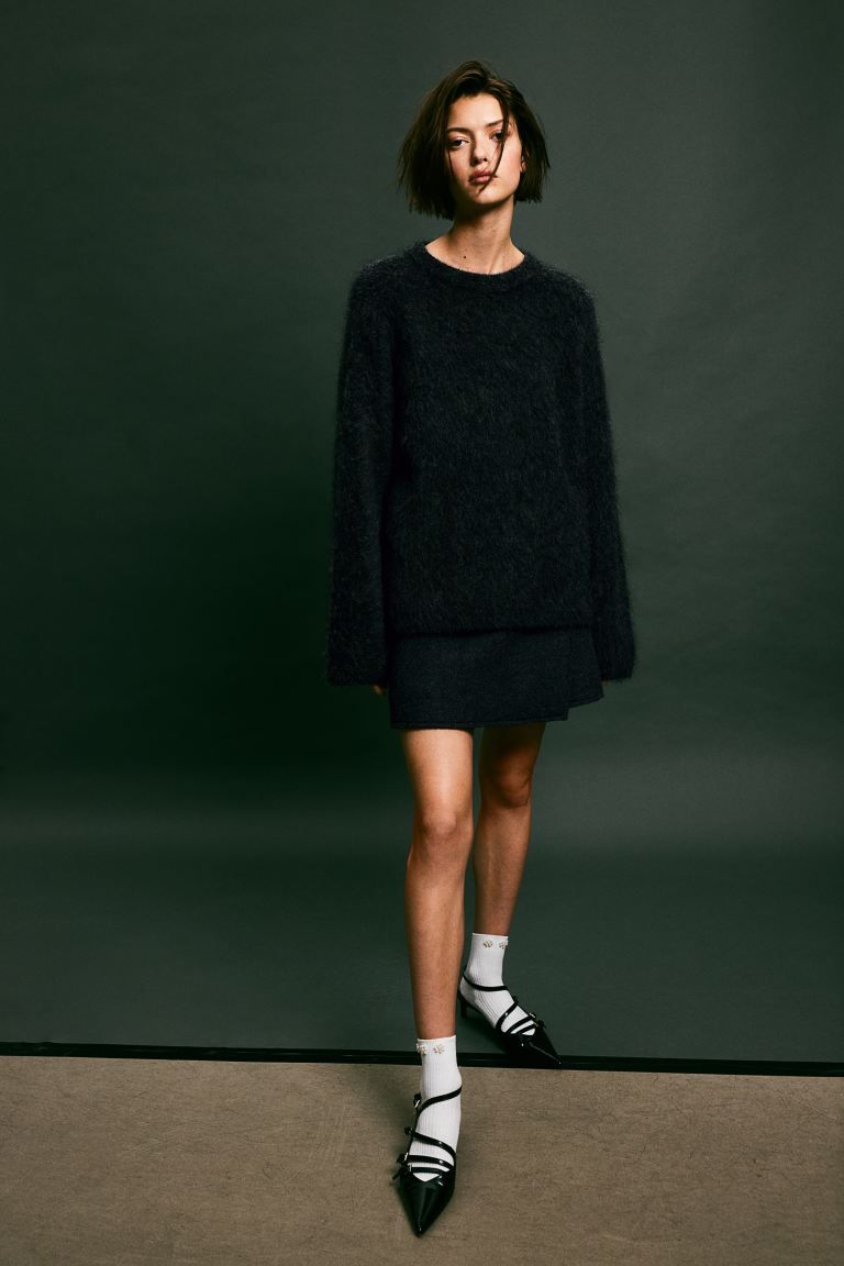 Oversized mohair-blend jumper - Dark grey - Ladies | H&M GB | H&M (UK, MY, IN, SG, PH, TW, HK)