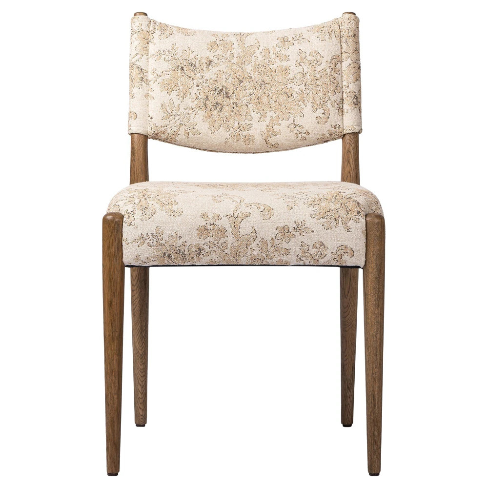 Odelia Modern Classic Beige Printed Oak Wood Dining Chair | Kathy Kuo Home