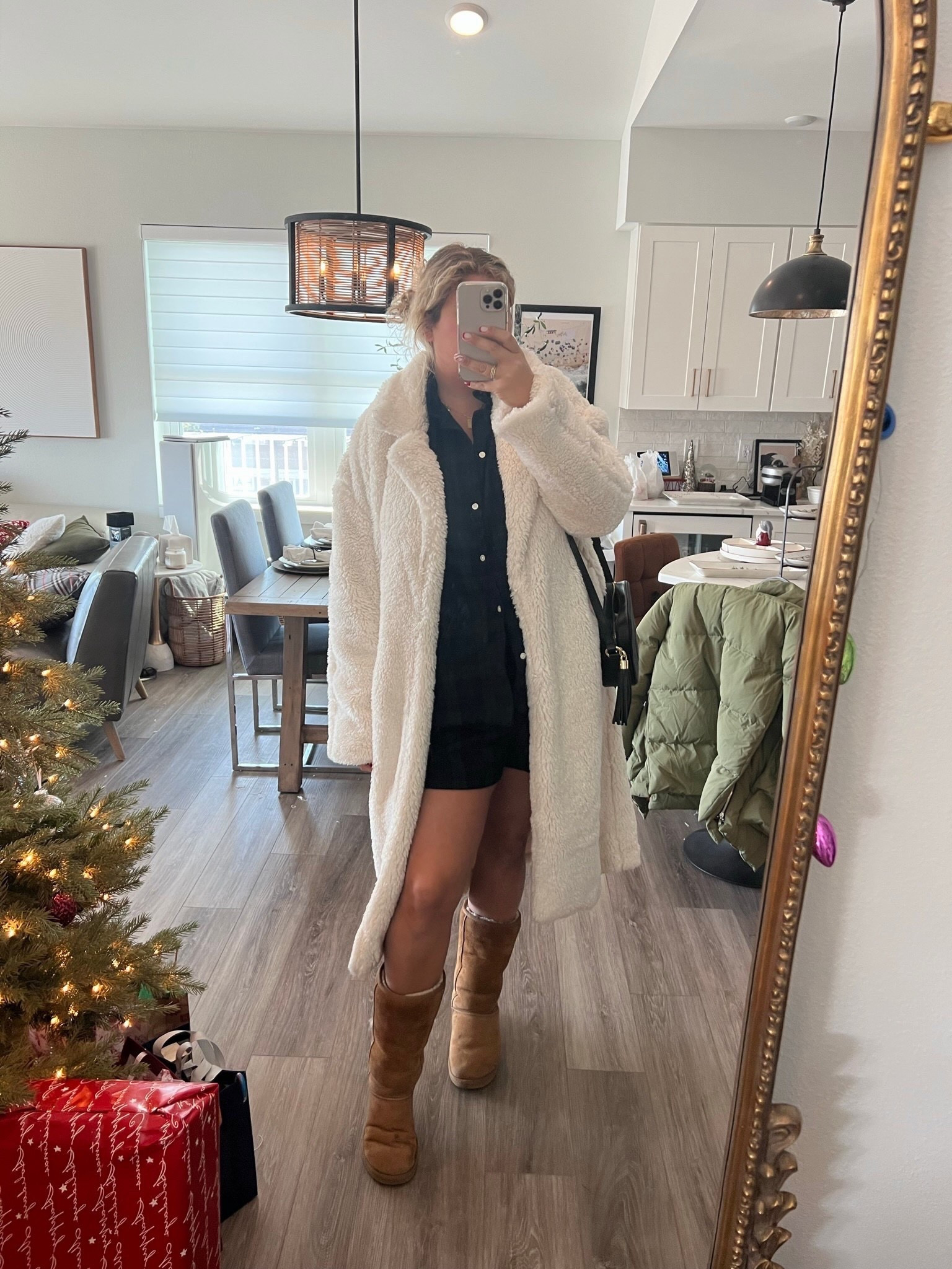 its giving Ralph Lauren Christmas in these blue and green plaid pajamas and sherpa jacket. cold weather casual Christmas outfit - plaid green Christmas pajamasand cozy sherpa teddy jacket 

 #LTKHoliday #LTKmorningroutine