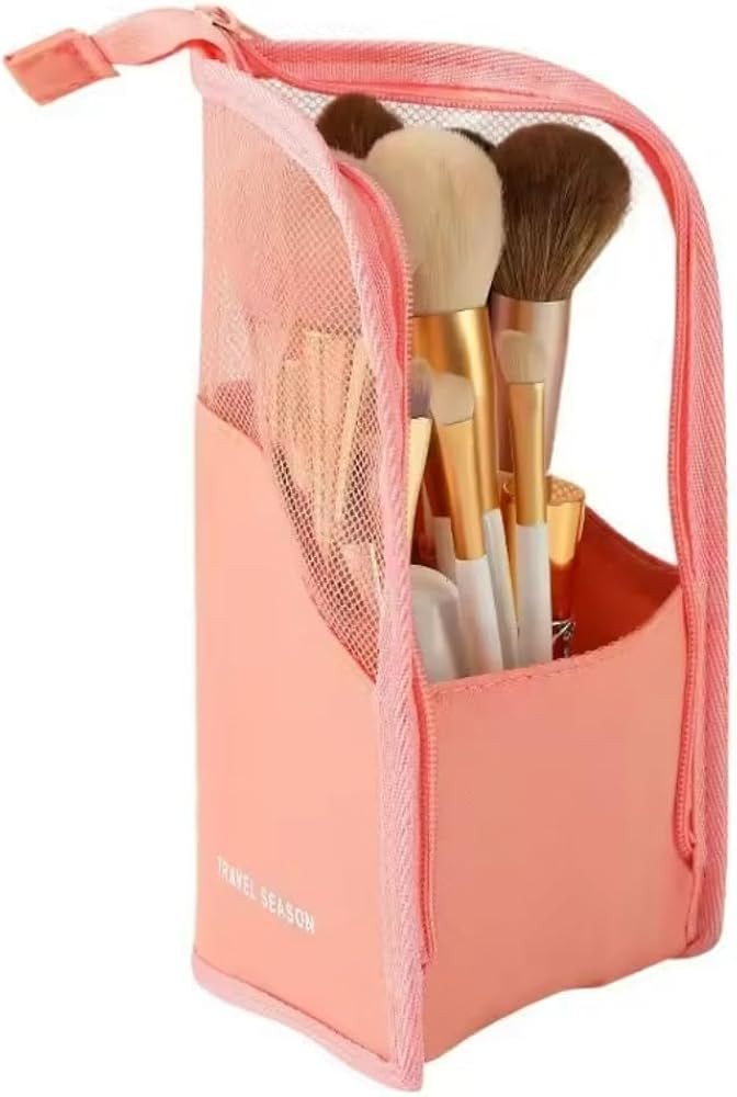Travel Make-up Brush Holder Organizer Bag，Clear Plastic&Oxford Cosmetic Zippered Case，Portabl... | Amazon (US)